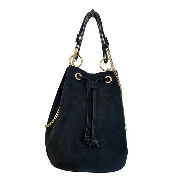 Black Wild Leather Bag with Gold