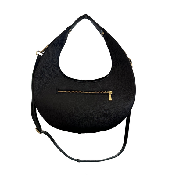 Black Leather Bag with Gold