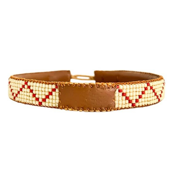 Men Bracelet Zig Zag Red / Bone