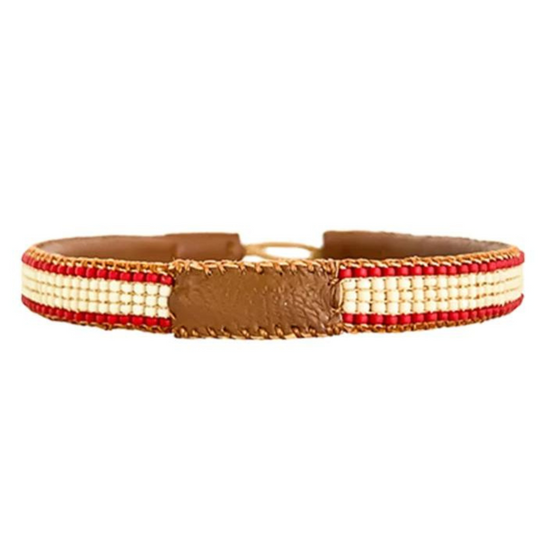 Men Bracelet Stripe Red / Bone