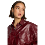 FAUX LEATHER BLOUSE