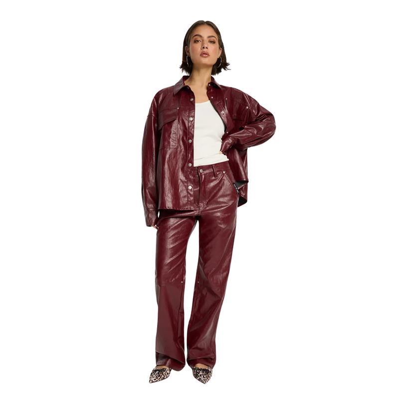 FAUX LEATHER BLOUSE