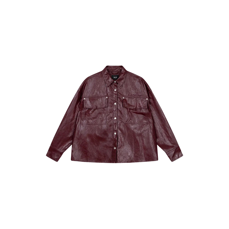 FAUX LEATHER BLOUSE